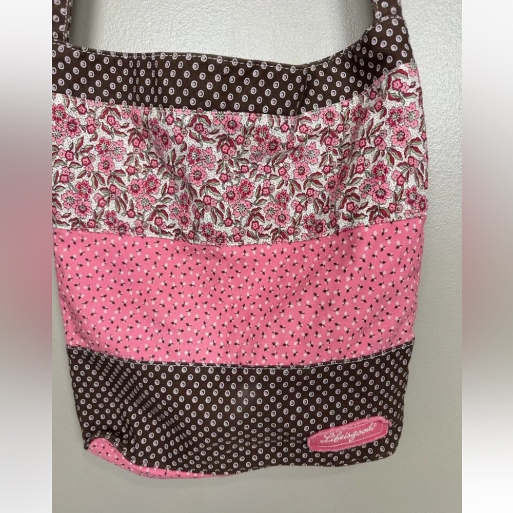 Life is Good Pink and Brown Purse Tote Beach Bag